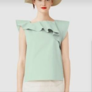 Kate Spade Saturday Ruffle Sleeveless Pale Green Perfect Summer Top Size Small